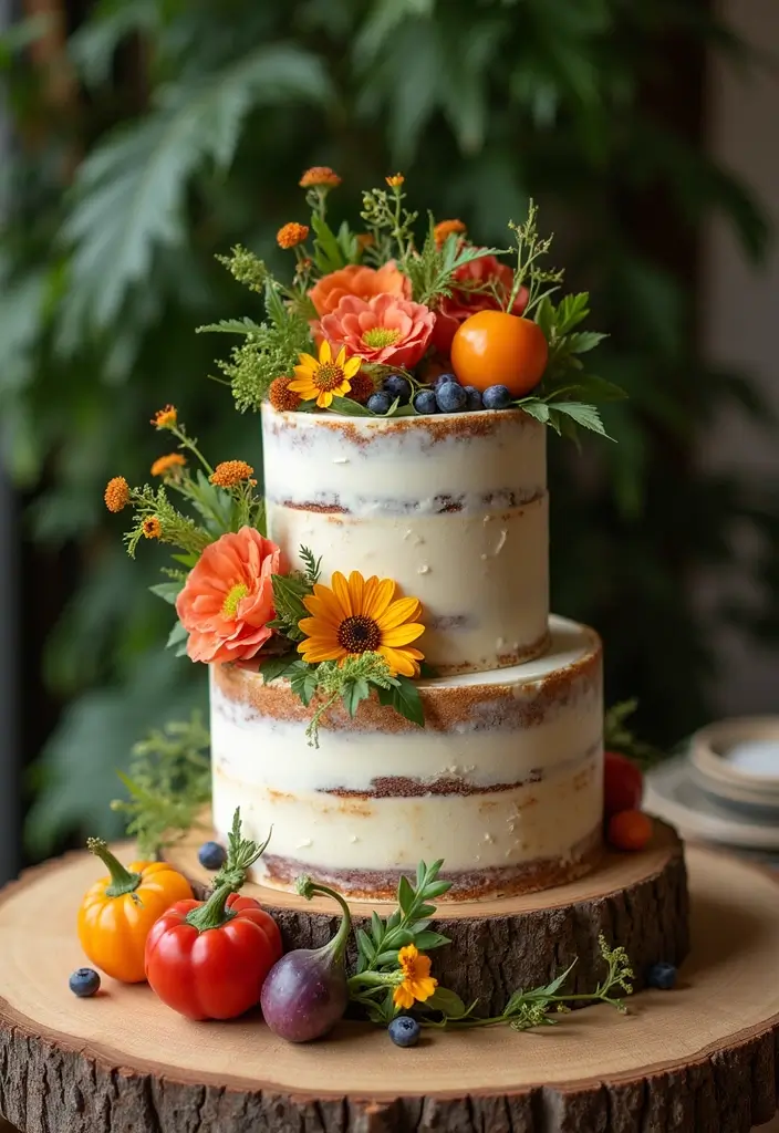30 Unique Wedding Cake Ideas That Will Wow Your Guests - 16. Seasonal Veggie Cakes