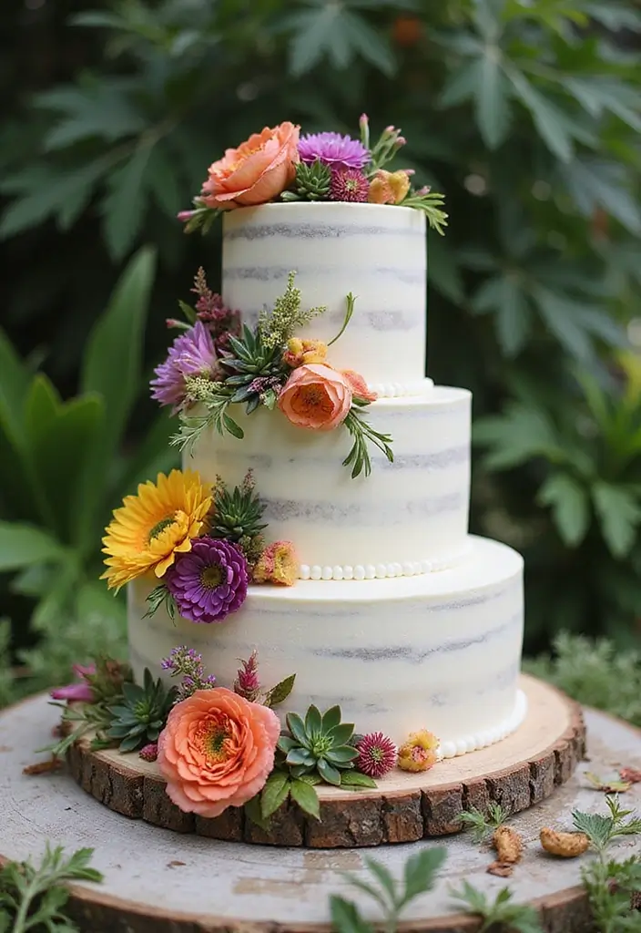 30 Unique Wedding Cake Ideas That Will Wow Your Guests - 2. Succulent and Floral Garden Cakes