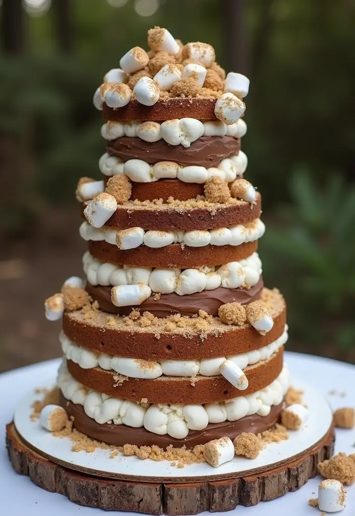 30 Unique Wedding Cake Ideas That Will Wow Your Guests - 25. Twisted S'mores Cakes