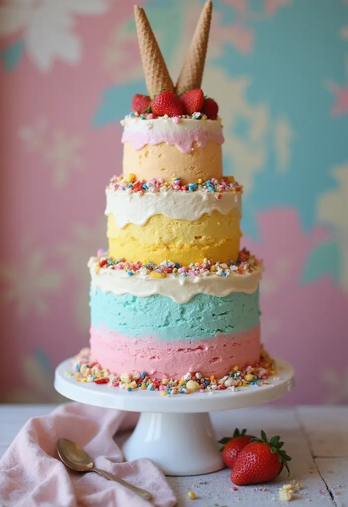 30 Unique Wedding Cake Ideas That Will Wow Your Guests - 28. Layered Ice Cream Cakes