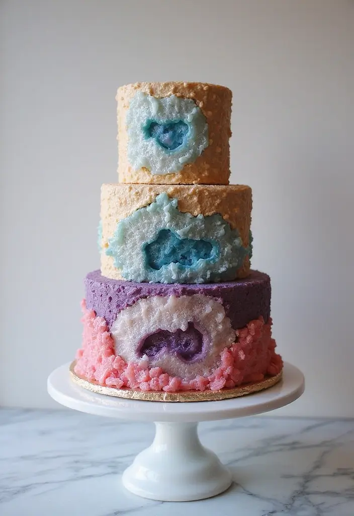 30 Unique Wedding Cake Ideas That Will Wow Your Guests - 4. Geode Cakes with Natural Crystals