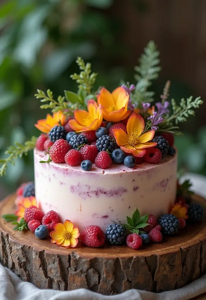 30 Valentine’s Bridal Shower Ideas Filled with Love and Romance - 30. Nature-Inspired Cake