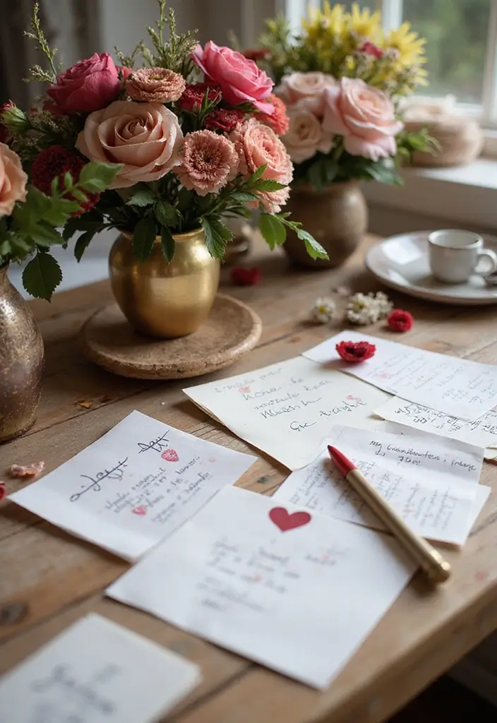 30 Valentine’s Bridal Shower Ideas Filled with Love and Romance - 9. Love Notes Station