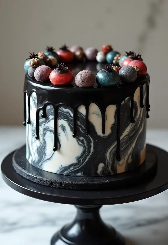 30 Venom Cake Ideas for Marvel Fans and Comic Lovers - 11. Venom Marble Cake