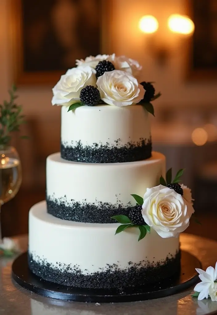 30 Venom Cake Ideas for Marvel Fans and Comic Lovers - 21. Venom Cake with Edible Glitter