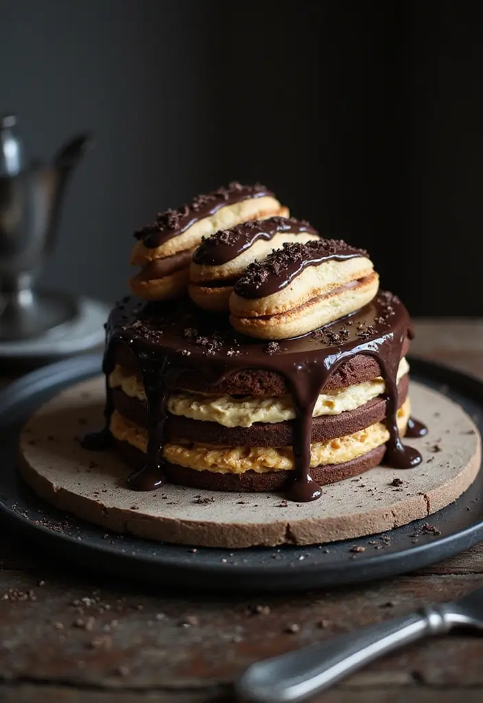 30 Venom Cake Ideas for Marvel Fans and Comic Lovers - 23. Venom Chocolate Eclair Cake