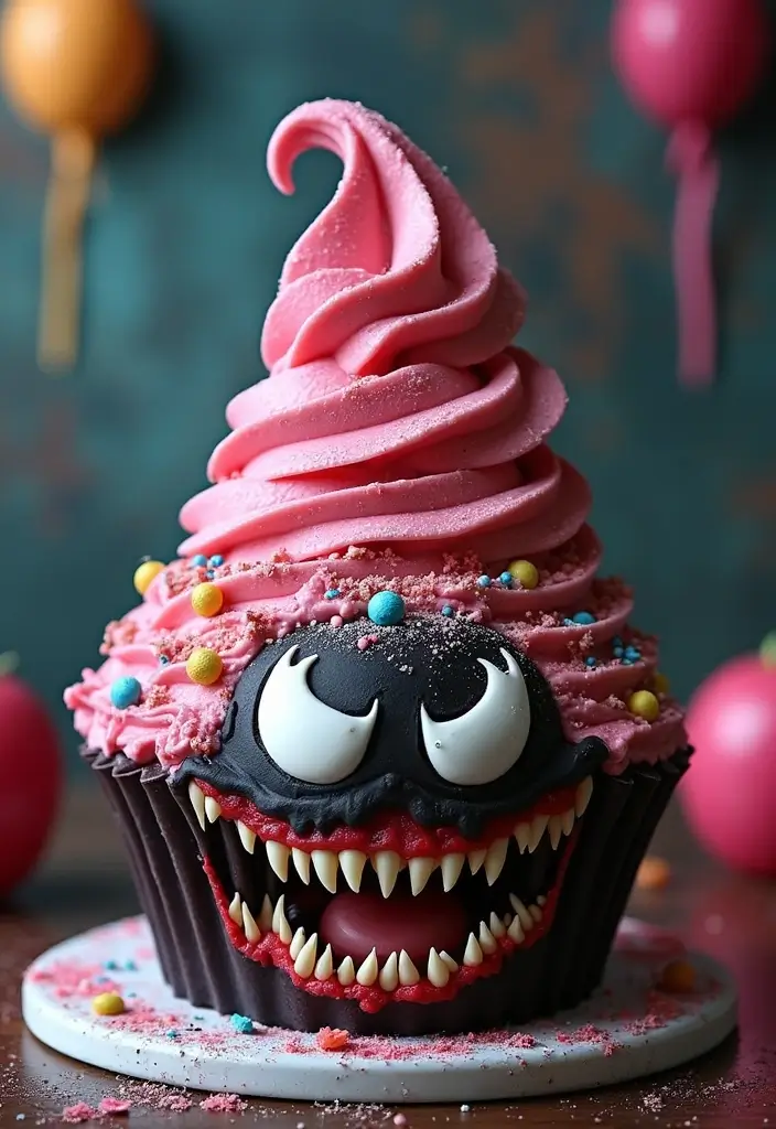 30 Venom Cake Ideas for Marvel Fans and Comic Lovers - 24. Venom Themed Ice Cream Cake