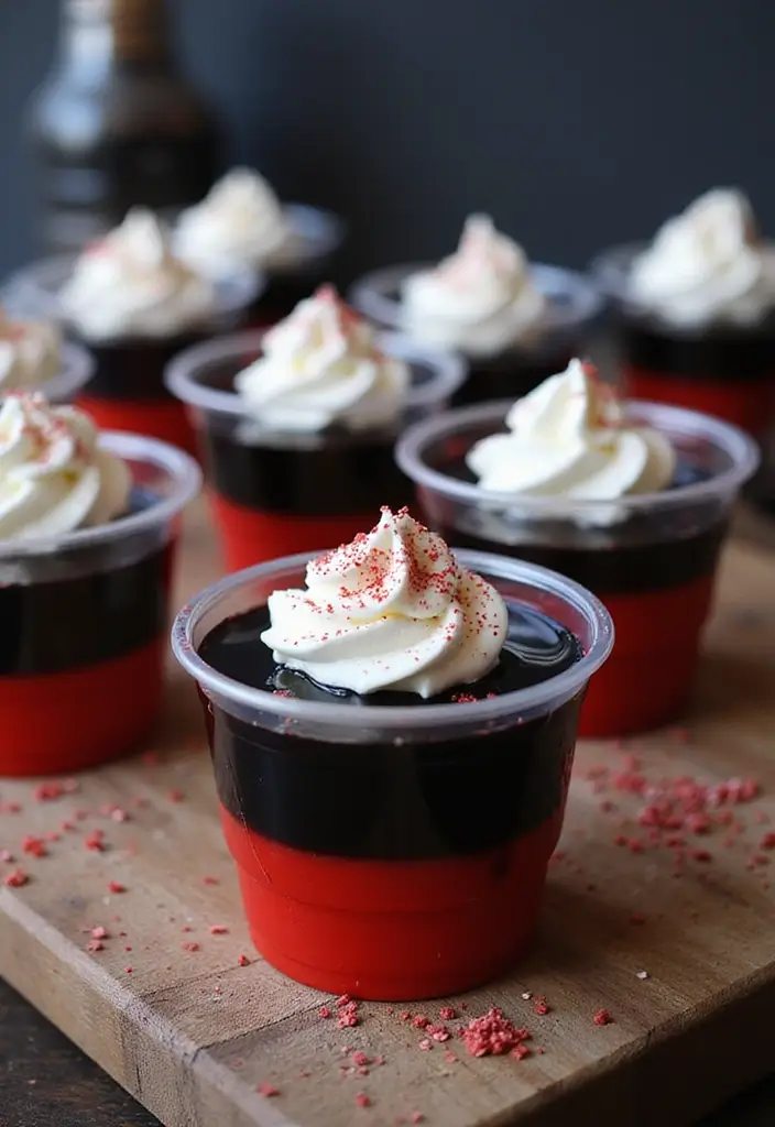 30 Venom Cake Ideas for Marvel Fans and Comic Lovers - 28. Venom Themed Layered Jello