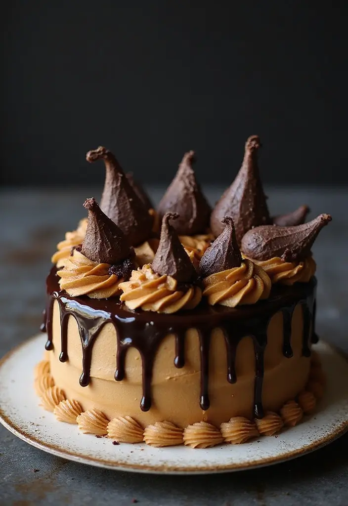 30 Venom Cake Ideas for Marvel Fans and Comic Lovers - 29. Venom Inspired Caramel Cake