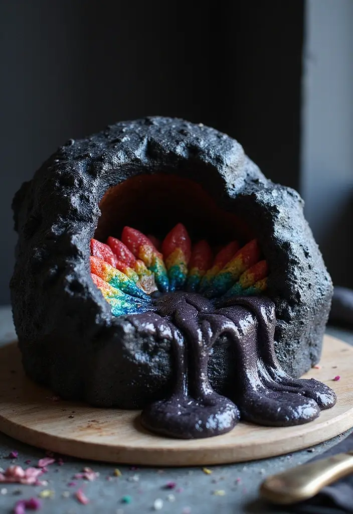 30 Venom Cake Ideas for Marvel Fans and Comic Lovers - 9. Venom Geode Cake
