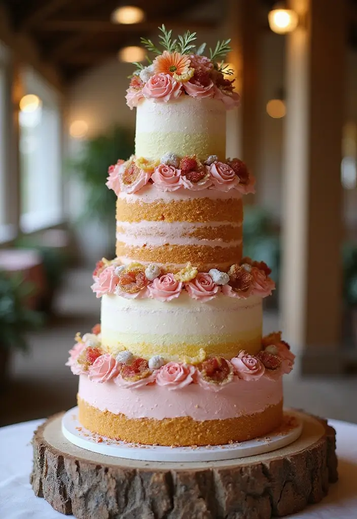30 Wedding Reception Cake Ideas That Steal the Spotlight - 10. Flavor Explosion Cake