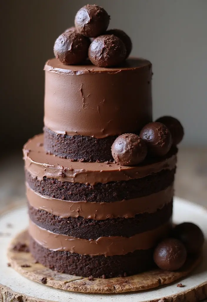 30 Wedding Reception Cake Ideas That Steal the Spotlight - 15. Chocolate Lovers Cake