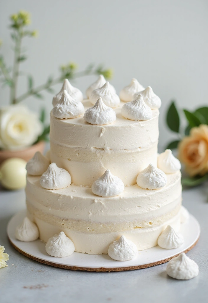 30 Wedding Reception Cake Ideas That Steal the Spotlight - 27. Meringue Kisses Cake