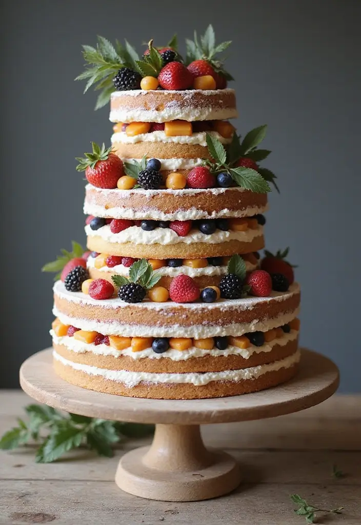30 Wedding Reception Cake Ideas That Steal the Spotlight - 4. Naked Cakes with a Twist