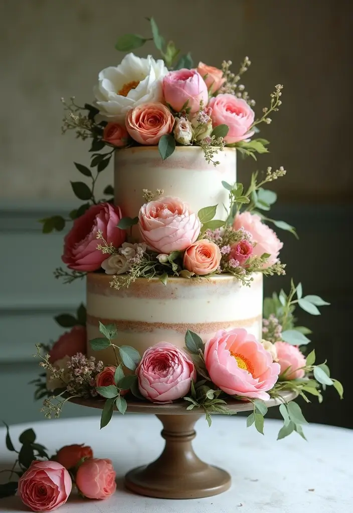 30 Wedding Reception Cake Ideas That Steal the Spotlight - 5. Floral Fantasy Cake