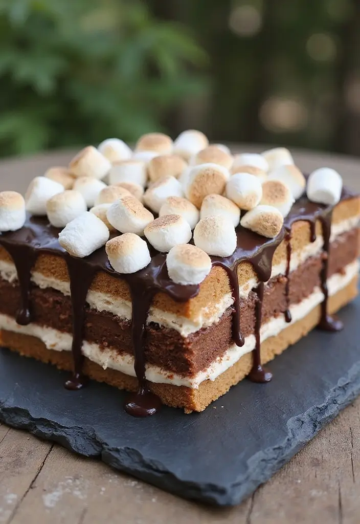 30 Wedding Sheet Cake Ideas That Are Simple Yet Beautiful - 23. S'mores Sheet Cake