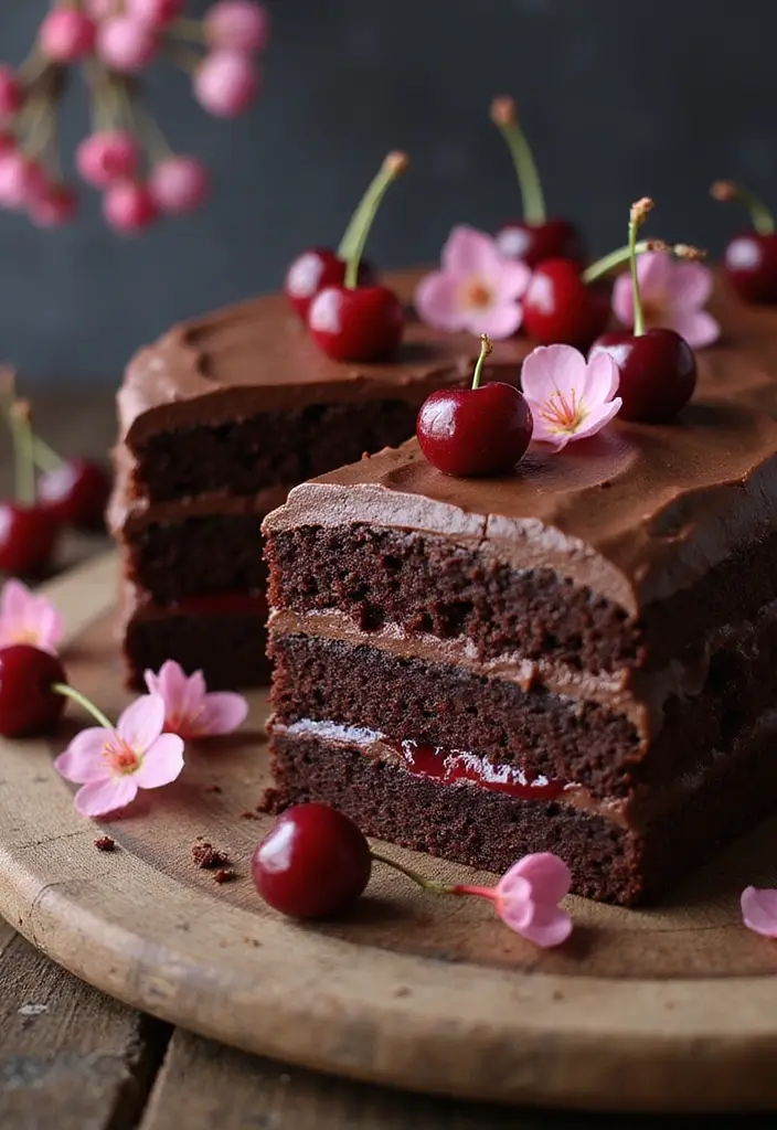 30 Wedding Sheet Cake Ideas That Are Simple Yet Beautiful - 26. Chocolate Cherry Sheet Cake