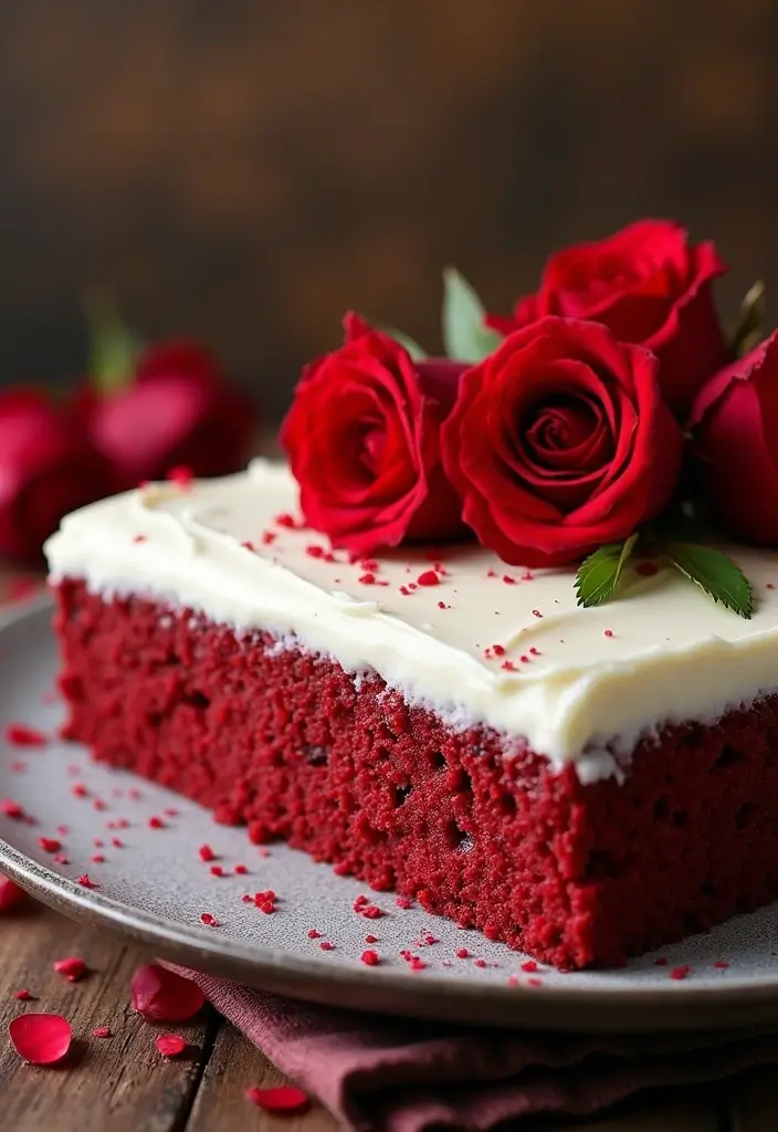 30 Wedding Sheet Cake Ideas That Are Simple Yet Beautiful - 5. Red Velvet Sheet Cake with Rustic Cream Cheese Frosting