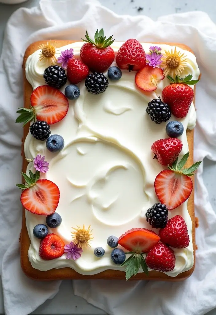 30 Wedding Sheet Cake Ideas That Are Simple Yet Beautiful - 7. Vanilla Bean Sheet Cake with Whipped Frosting