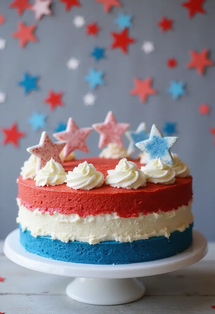 30 Welcome Home Cake Ideas to Celebrate Warm Reunions - 1. Red, White, and Blue Buttercream Delight