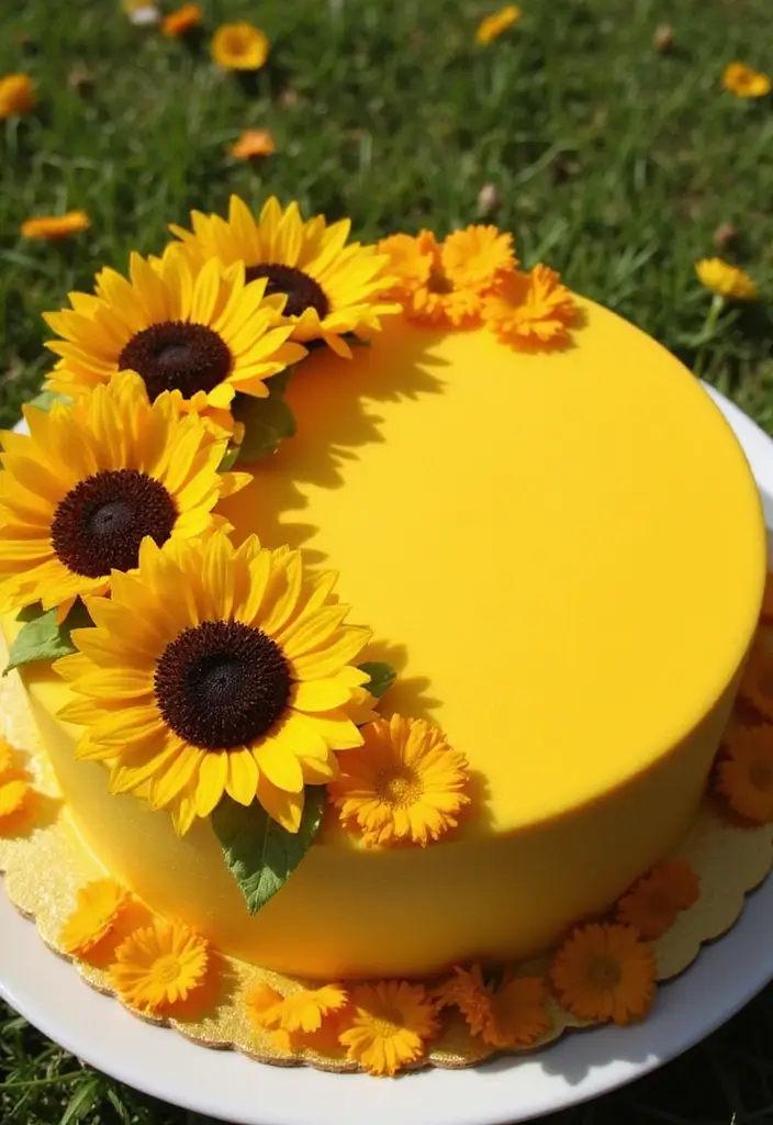 30 Welcome Home Cake Ideas to Celebrate Warm Reunions - 20. Bright and Cheery Sunflower Cake