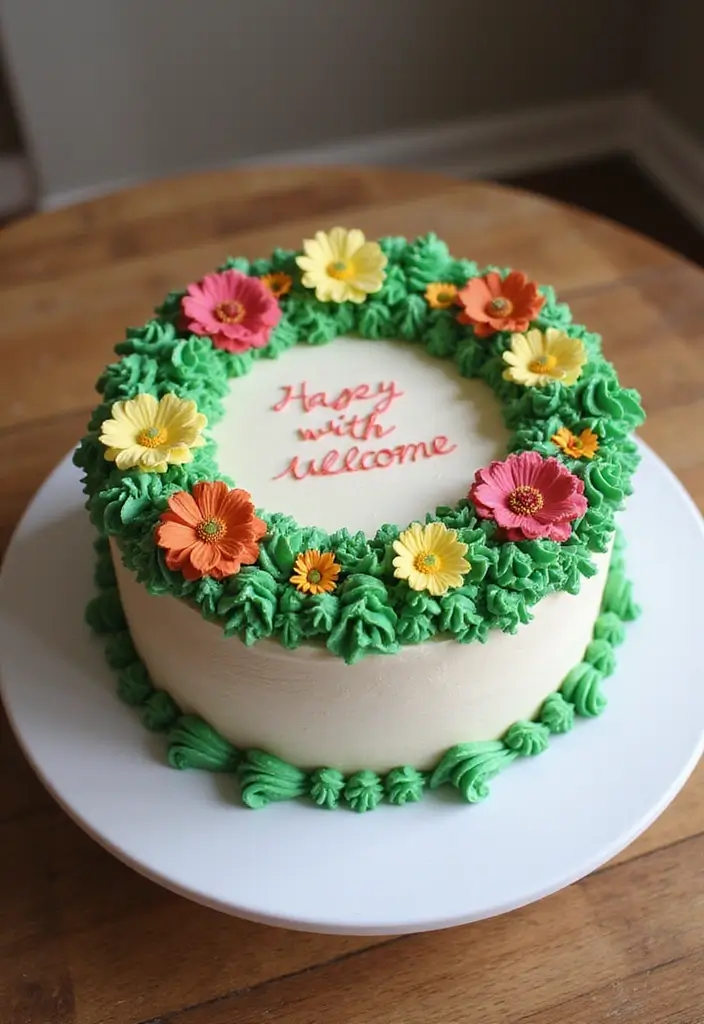 30 Welcome Home Cake Ideas to Celebrate Warm Reunions - 21. 'Home Sweet Home' Wreath Cake
