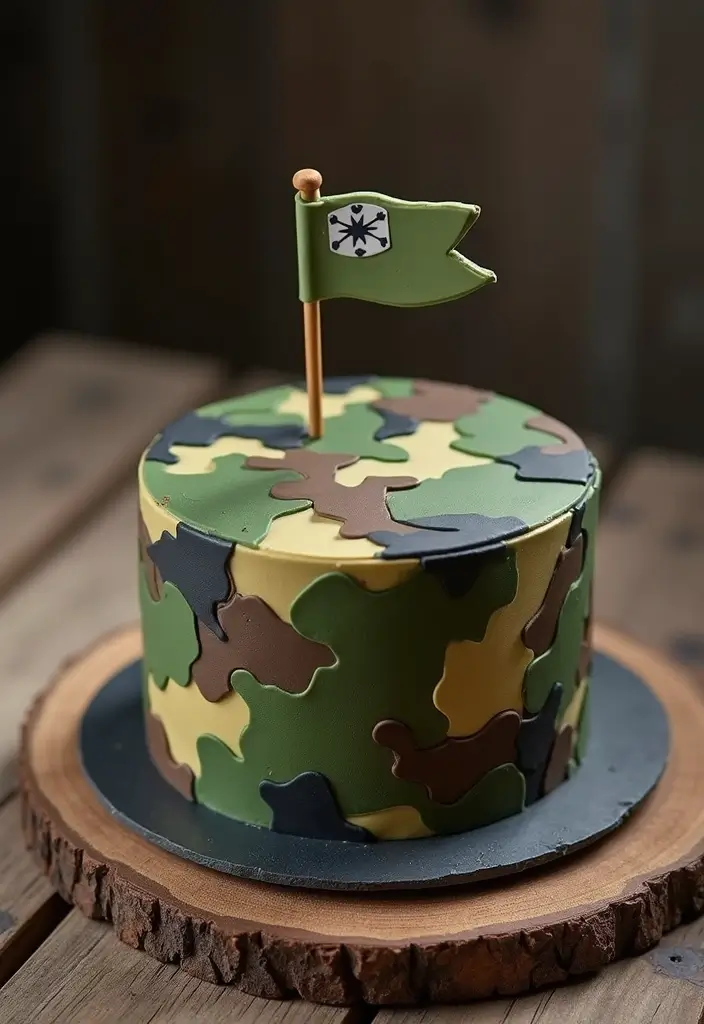 30 Welcome Home Cake Ideas to Celebrate Warm Reunions - 4. Camouflage Fondant Cake