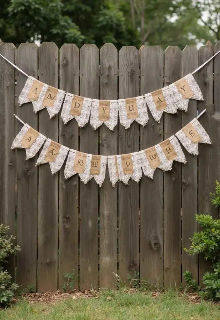 30 Western Bridal Shower Ideas for a Rustic Country Celebration 8 30 Western Bridal Shower Ideas for a Rustic Country Celebration - 2. Burlap and Lace Banners