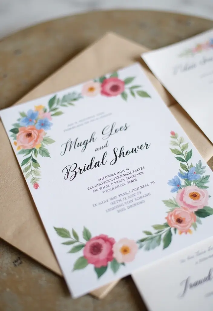 30 Wildflower Bridal Shower Ideas for a Natural Garden Feel - 1. Wildflower Invitations