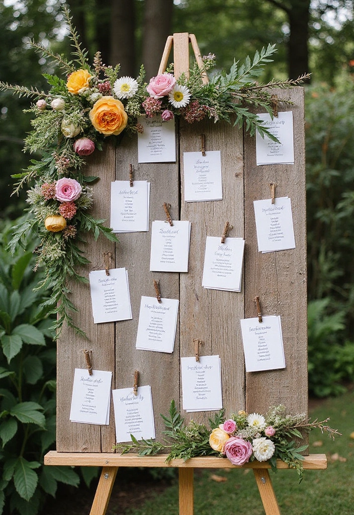 30 Wildflower Bridal Shower Ideas for a Natural Garden Feel - 11. Wildflower Seating Chart