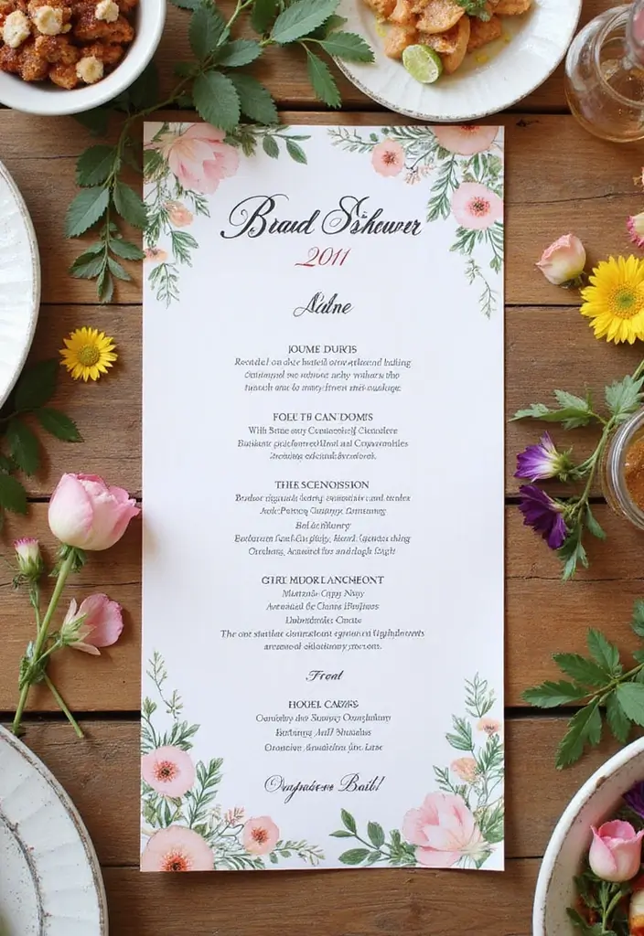 30 Wildflower Bridal Shower Ideas for a Natural Garden Feel - 12. Botanical Themed Menu