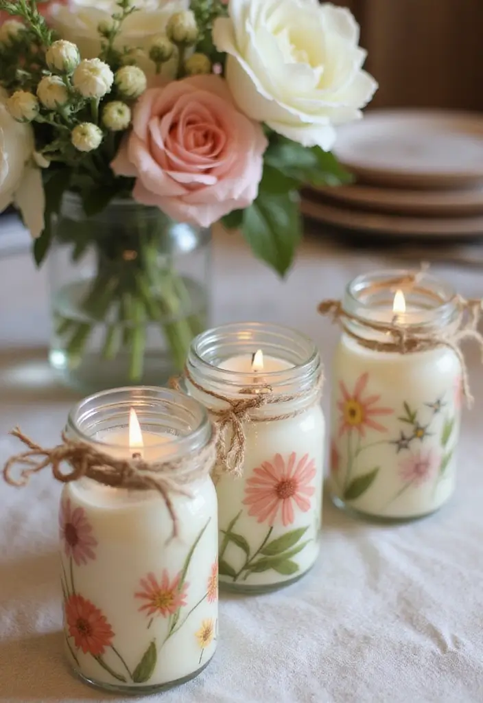 30 Wildflower Bridal Shower Ideas for a Natural Garden Feel - 17. Wildflower Candle Favors