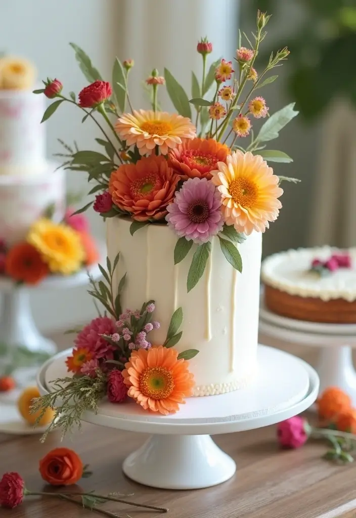30 Wildflower Bridal Shower Ideas for a Natural Garden Feel - 25. Wildflower Cake Topper