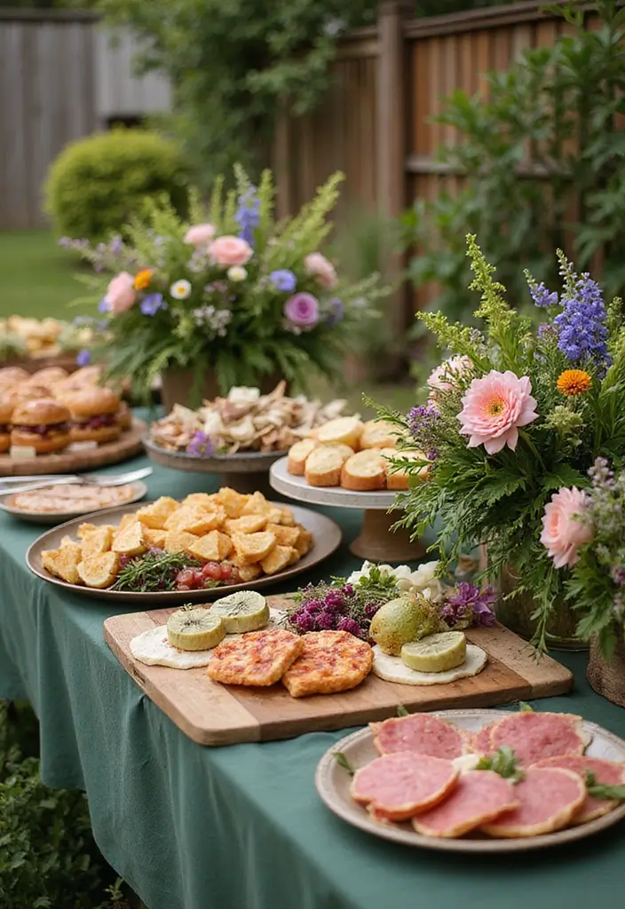 30 Wildflower Bridal Shower Ideas for a Natural Garden Feel - 26. Floral Arrangements for Buffet