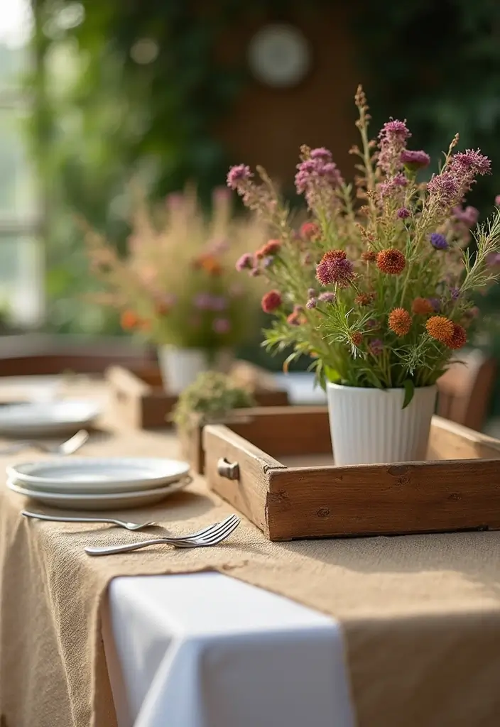 30 Wildflower Bridal Shower Ideas for a Natural Garden Feel - 5. Natural Table Decor