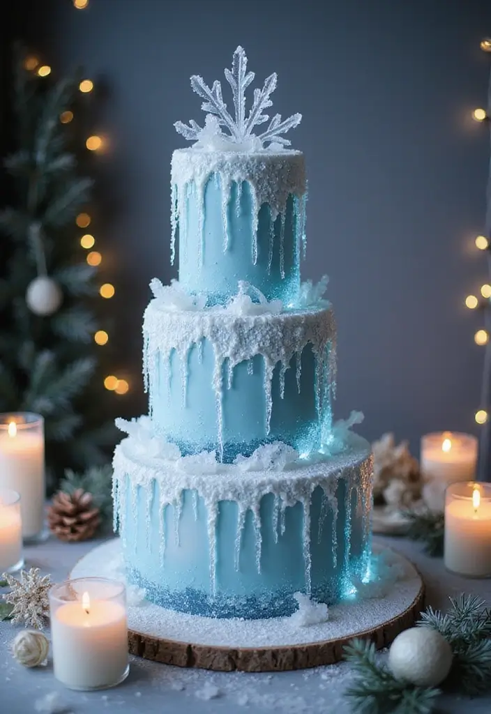 30 Winter Wedding Cake Ideas Full of Snowy Elegance - 10. Crystal Ice Effect