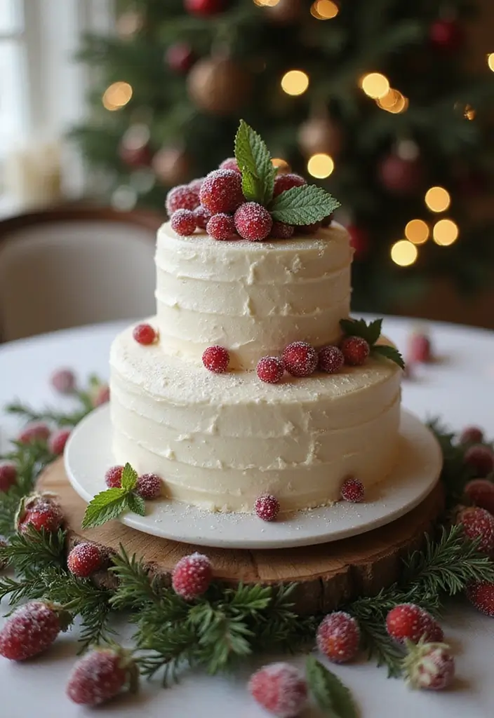 30 Winter Wedding Cake Ideas Full of Snowy Elegance - 13. Holiday-Inspired Cake