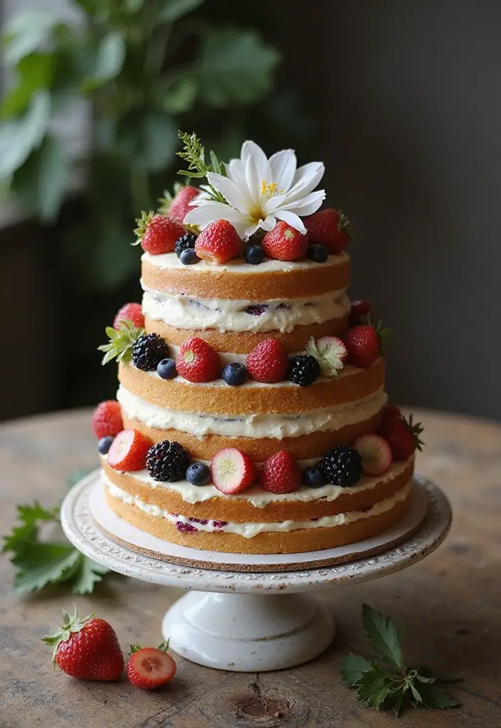 30 Winter Wedding Cake Ideas Full of Snowy Elegance - 15. Simple Naked Cake