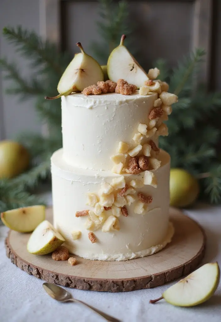 30 Winter Wedding Cake Ideas Full of Snowy Elegance - 19. Pear and Ginger Cake