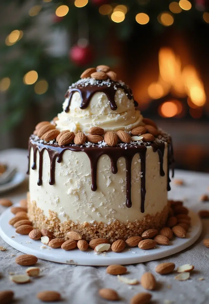 30 Winter Wedding Cake Ideas Full of Snowy Elegance - 22. Almond Joy Cake