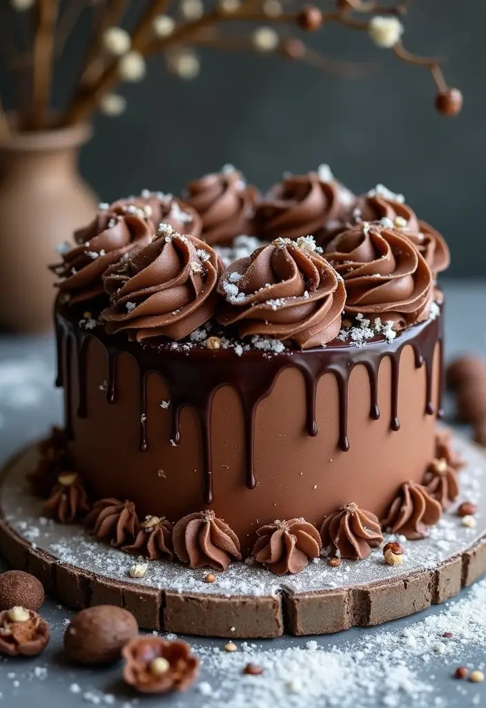 30 Winter Wedding Cake Ideas Full of Snowy Elegance - 24. Chocolate Hazelnut Indulgence