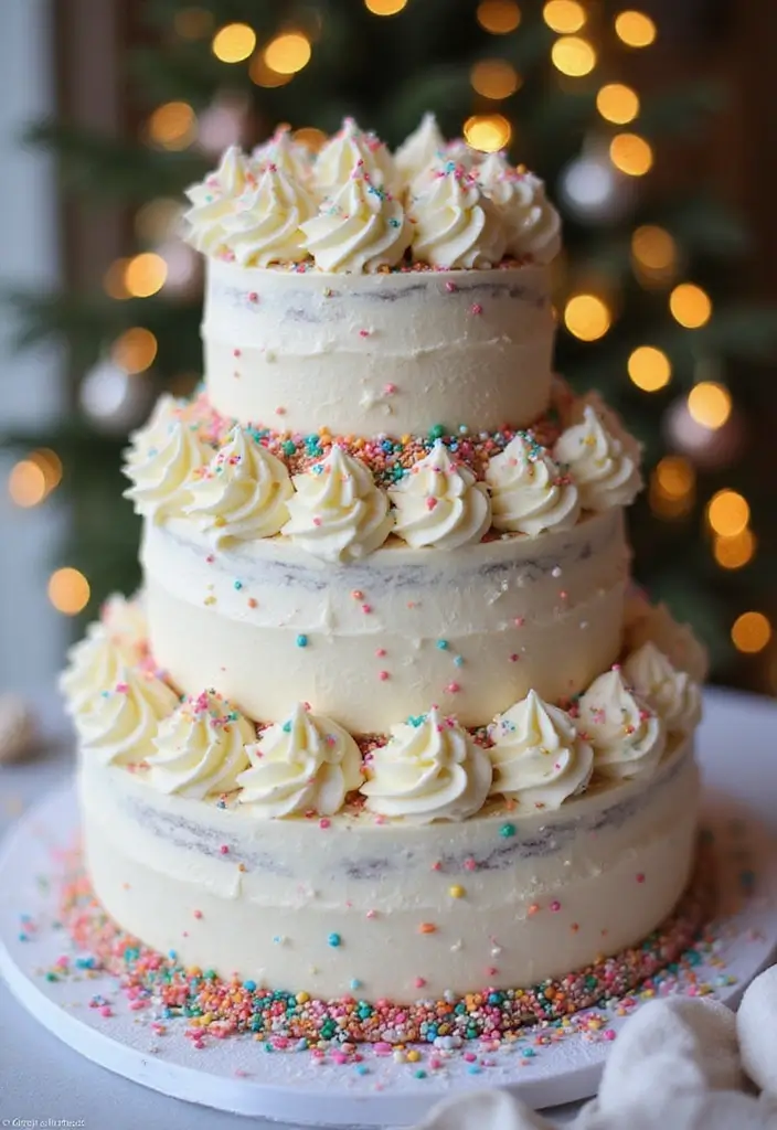 30 Winter Wedding Cake Ideas Full of Snowy Elegance - 25. Funfetti Celebration Cake