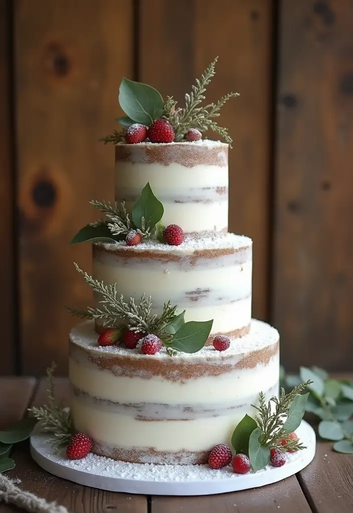 30 Winter Wedding Cake Ideas Full of Snowy Elegance - 5. Frosted Elegance