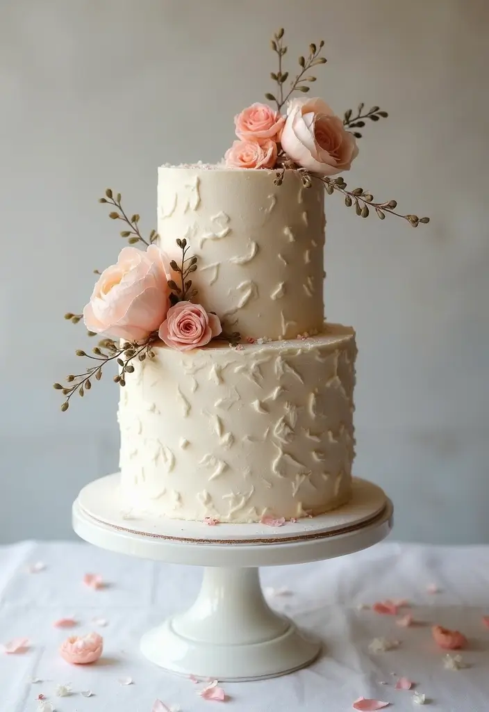 30 Winter Wedding Cake Ideas Full of Snowy Elegance - 9. Textured Buttercream
