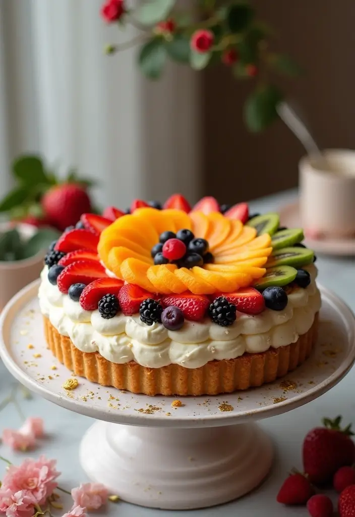 30 Women’s Birthday Cake Ideas That Are Elegant and Trendy - 11. Seasonal Fruit Tart Cake
