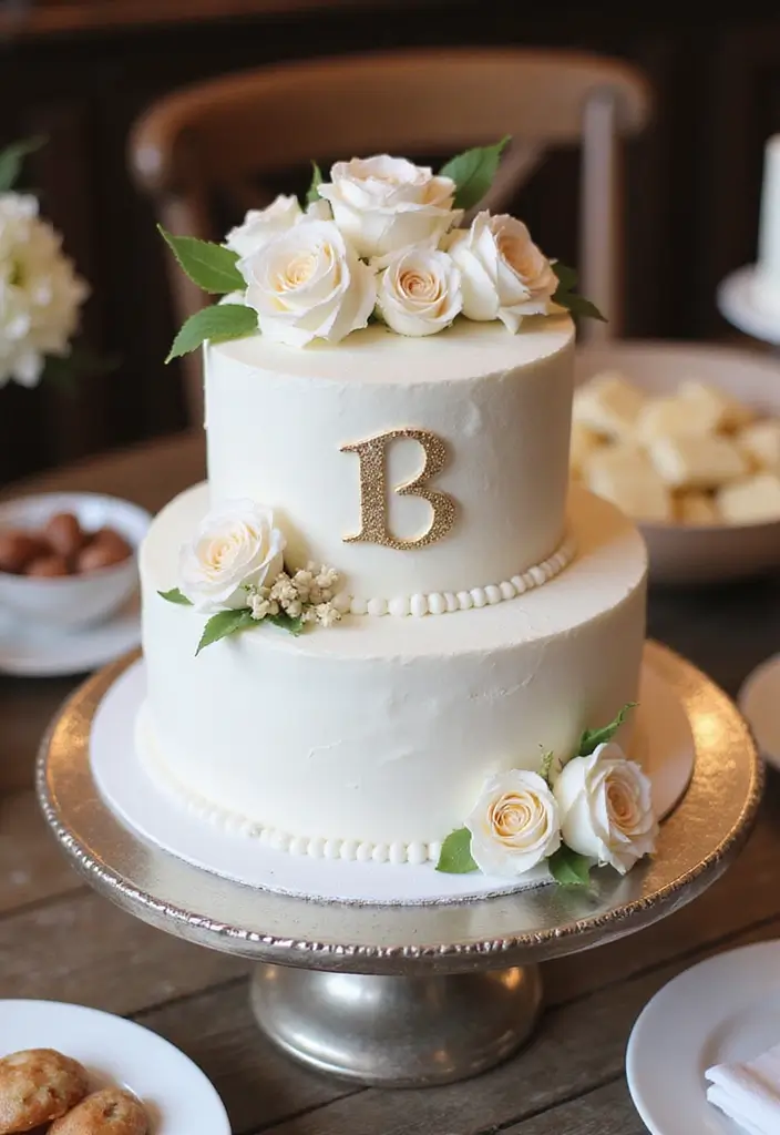 30 Women’s Birthday Cake Ideas That Are Elegant and Trendy - 21. Custom Monogram Cake