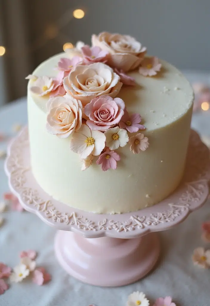 30 Women’s Birthday Cake Ideas That Are Elegant and Trendy - 26. Ethereal Sugar Flower Cake