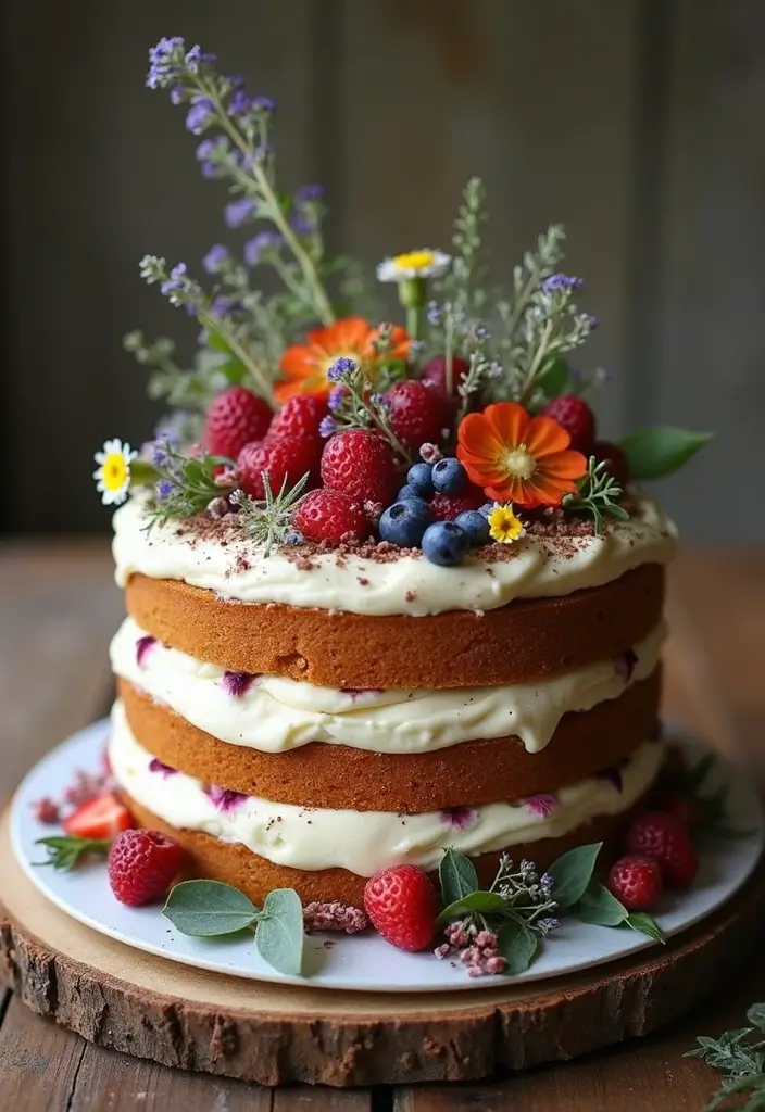30 Women’s Birthday Cake Ideas That Are Elegant and Trendy - 3. Boho Chic Naked Cake