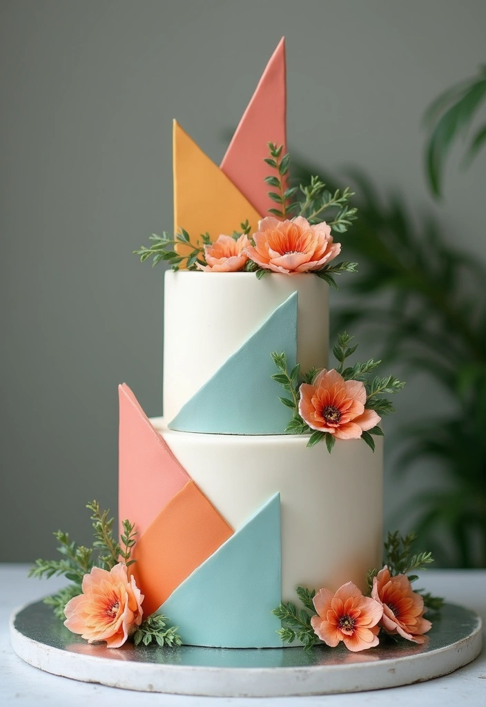 30 Women’s Birthday Cake Ideas That Are Elegant and Trendy - 4. Geometric Fondant Cake