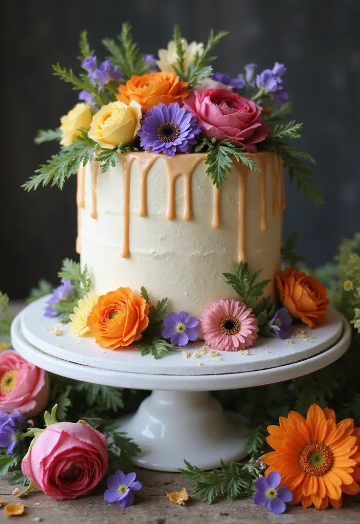 30 Women’s Birthday Cake Ideas That Are Elegant and Trendy - 5. Edible Flower Cake